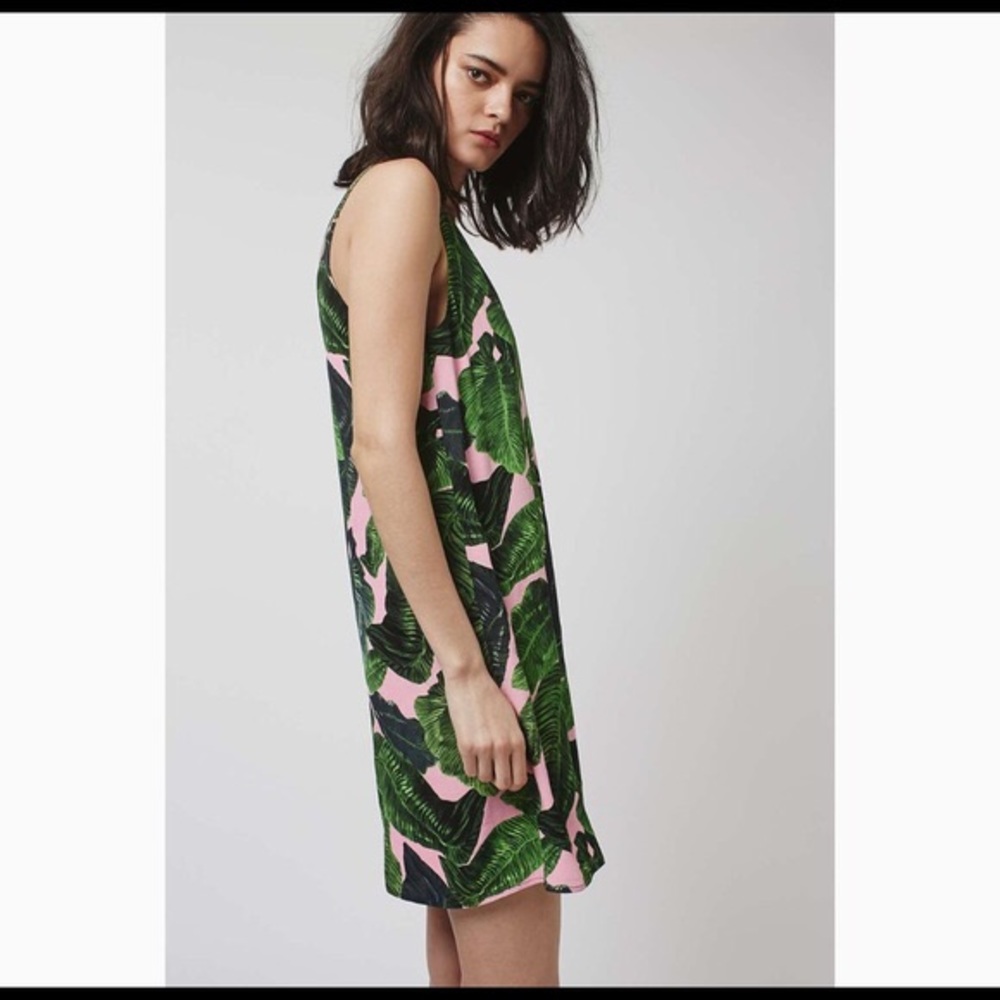 Pink leaf Topshop mini dress